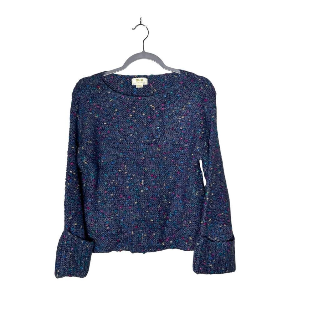 Anthropologie Maeve Sweater Womens Extra Small Purple Speckled‎ Knit Cuff Sleeve